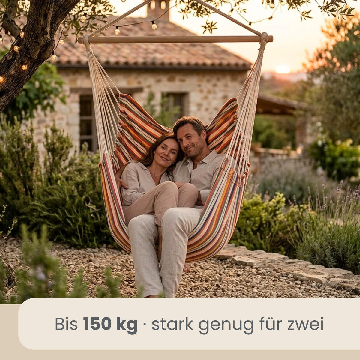 XXL-HÄNGESESSEL bis 150kg, 185/130 cm Multicolor - Multicolor, Textil (130/155/185cm) - Amanka