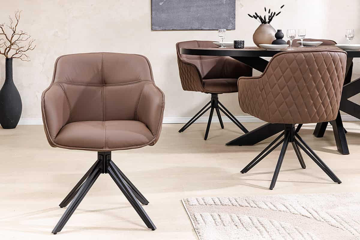 STUHL EUPHORIA Echtleder Braun 80 cm - Schwarz/Braun, Leder/Metall (58/82/60cm) - riess-ambiente