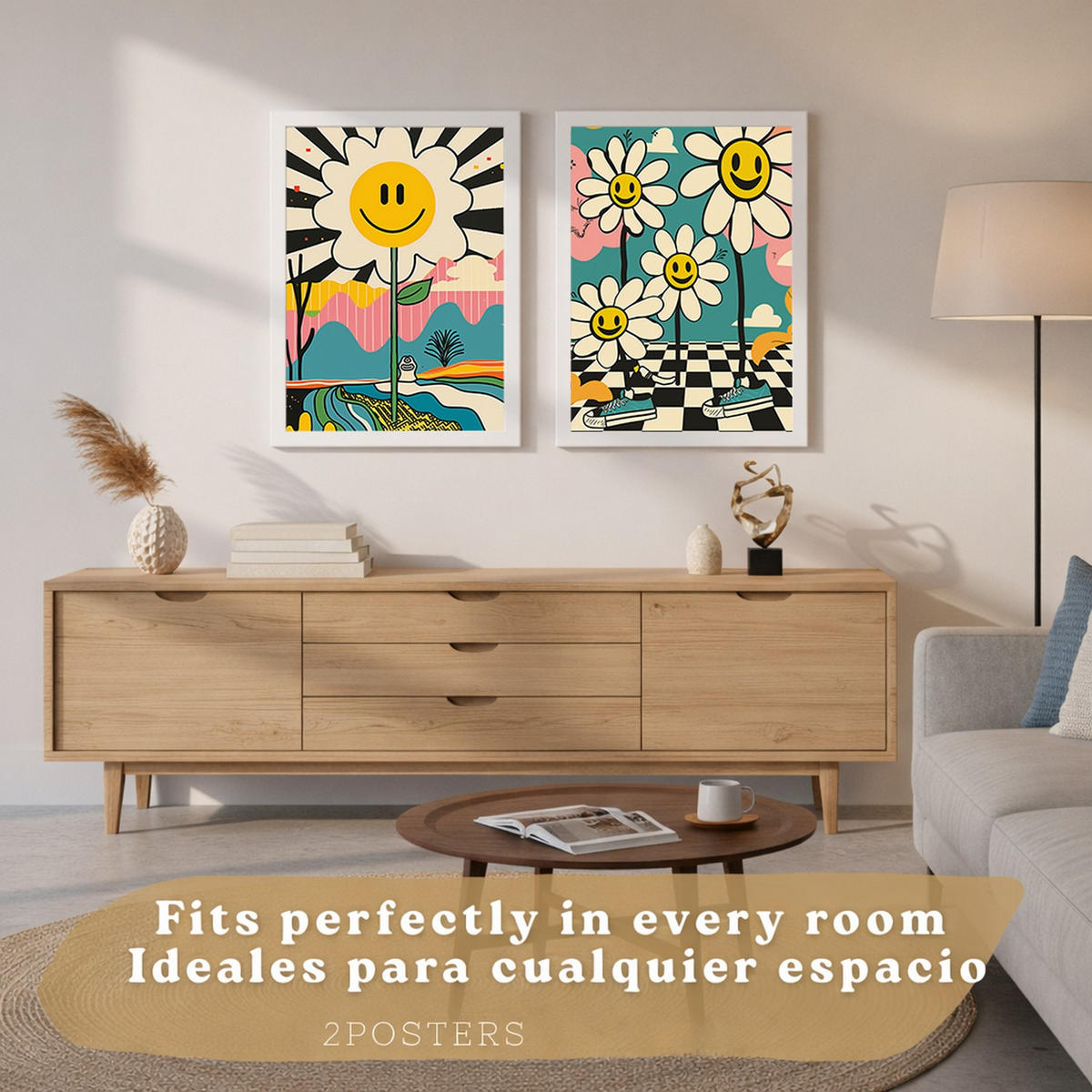 PLAKAT Sada 2 Margarity A3 bez rámu - čirá, papír (29.7/1/42cm) - Nacnic