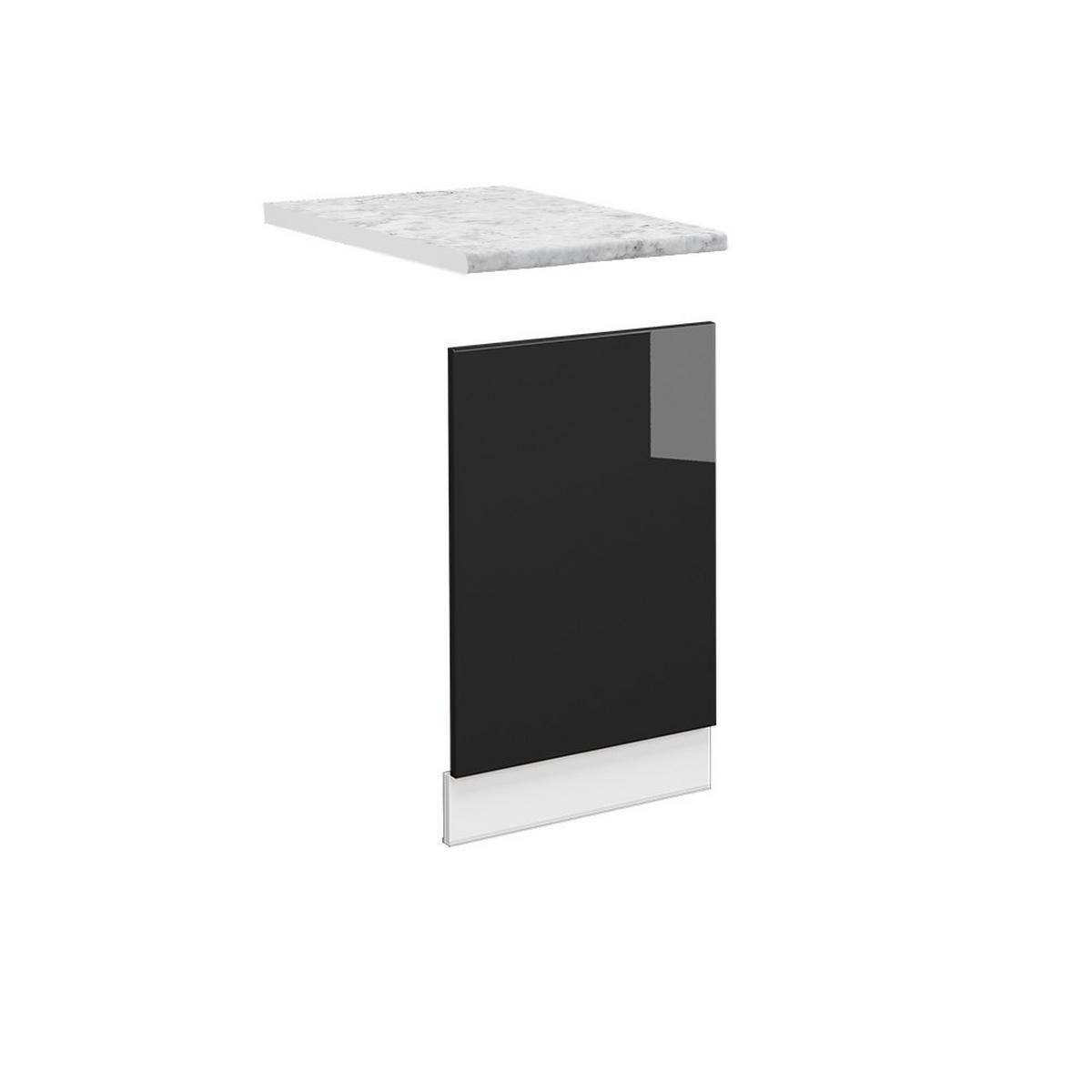 FRONTBLENDE Fame-Line Schwarz Eiche hochglanz 45 cm, AP Marmor - Schwarz Hochglanz/Schwarz, Holzwerkstoff (45/67.4/1.6cm) - Vicco