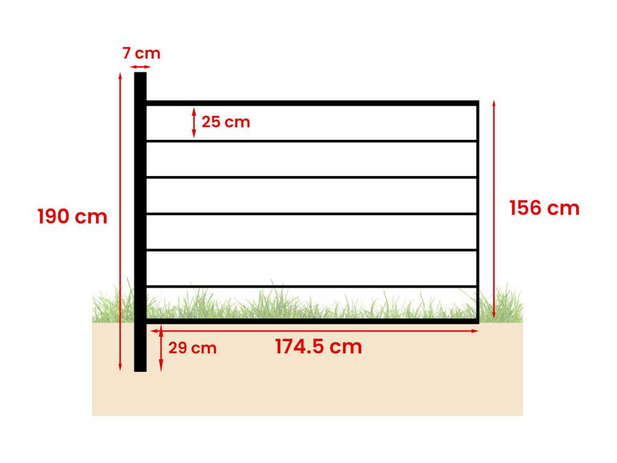 SICHTSCHUTZ zum Einsenken - H 156 cm - Set aus 6 Verbundstofflamellen + 1 Pfosten - Hellgrau - ENOLA - Hellgrau, Holzwerkstoff (2/156cm) - Vente-Unique
