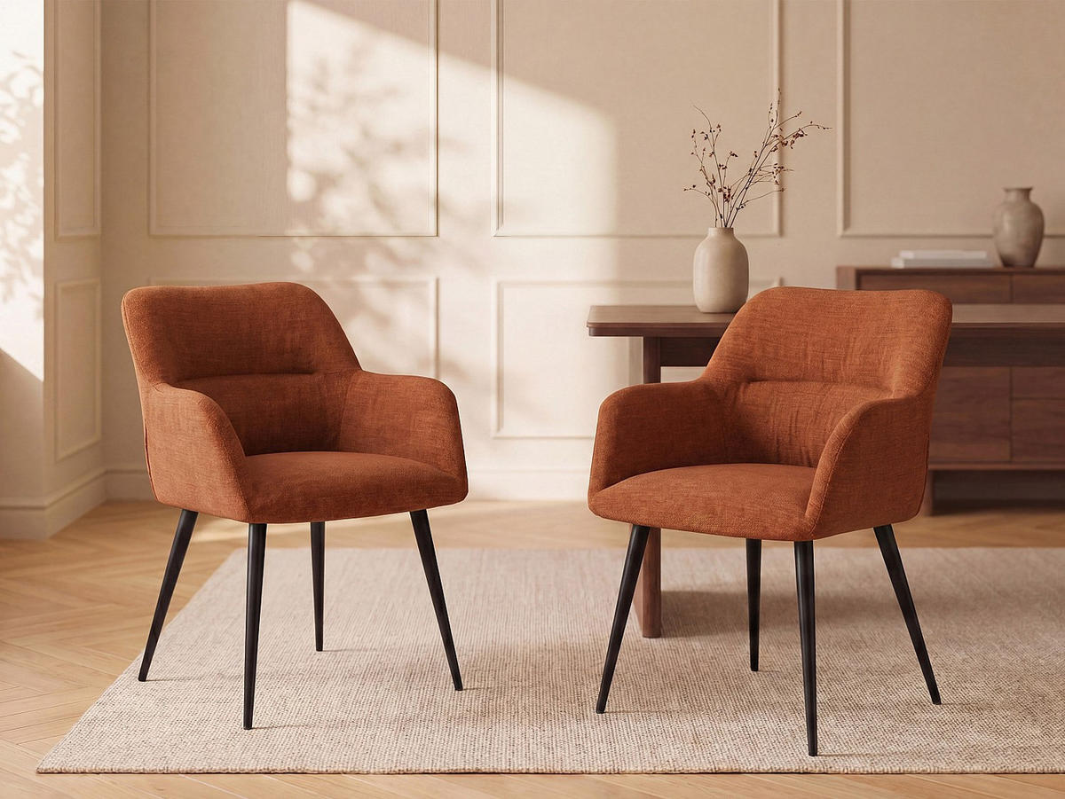 STUHL - 59.5 cm x 61 cm - Stoff - Terracotta HEKA - Terracotta, Textil (59.5/78/61cm) - Vente-Unique