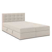 BOXBETT BELINAI 180x200 cm mit Bettkasten und Matratze - Beige - Beige/Schwarz, Holz/Holzwerkstoff (180/200cm) - AX Living