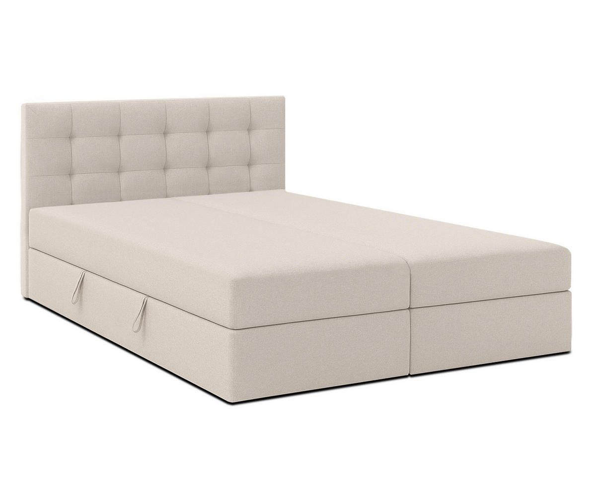 BOXBETT BELINAI 180x200 cm mit Bettkasten und Matratze - Beige - Beige/Schwarz, Holz/Holzwerkstoff (180/200cm) - AX Living