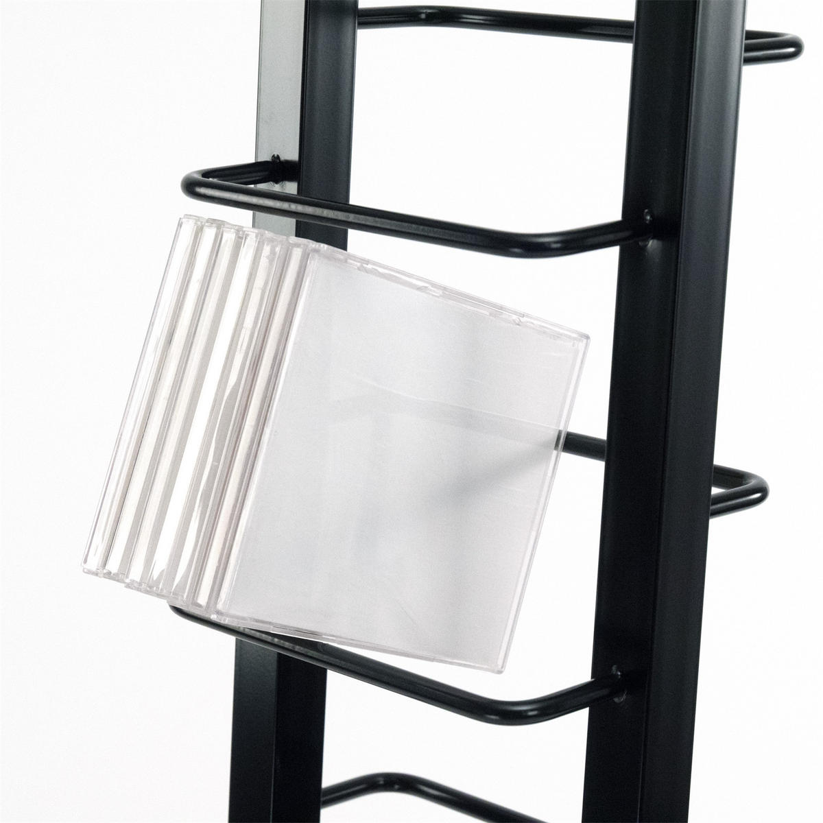 CD-STÄNDER Tower Metall mit Glasfuß, für 126 CDs schwarz - Schwarz, Kunststoff (20/138/12cm) - DESIGN DELIGHTS