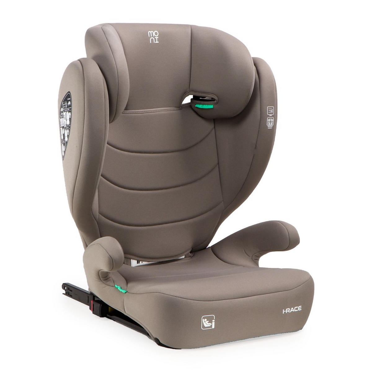 SITZERHÖHUNG i-Race i-Size braun 100-150 cm Isofix Rückenlehne abnehmbar Kopfstütze - Braun, Kunststoff (45/59/41cm) - Moni