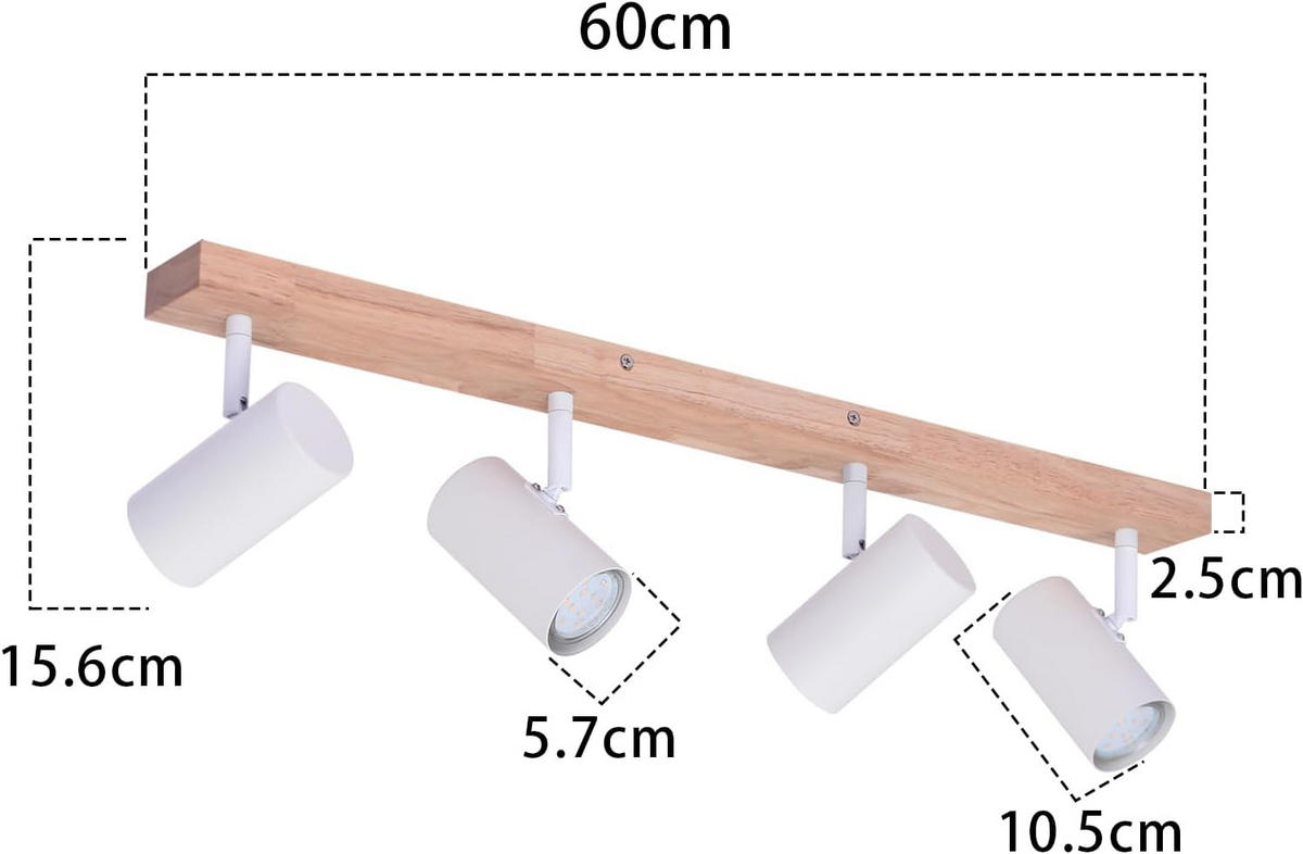 DECKENSTRAHLER Glühstern 10.5/14.3/49.5 cm - Weiß, Metall (49.5/10.5/14.3cm) - ZMH
