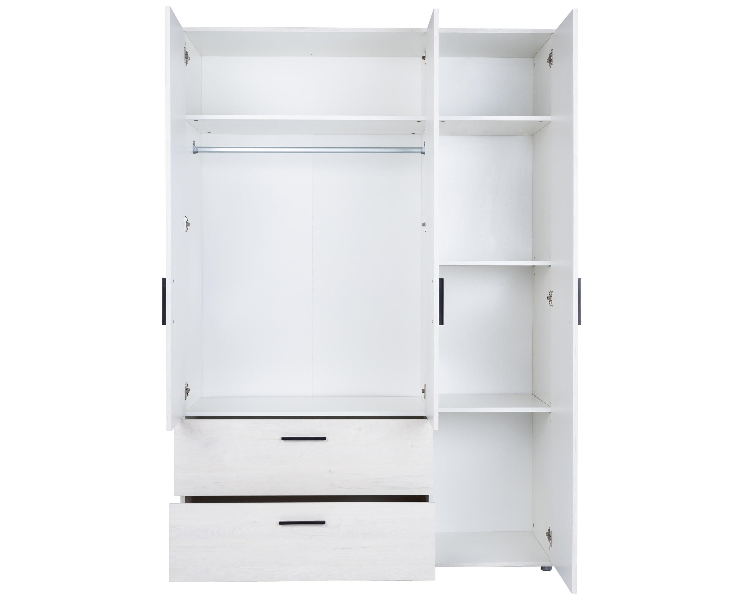 KLEIDERSCHRANK 3-türig Mathea 130/188/51 cm - Eichefarben/Silberfarben, Holzwerkstoff/Kunststoff (130/188/51cm) - arthur berndt