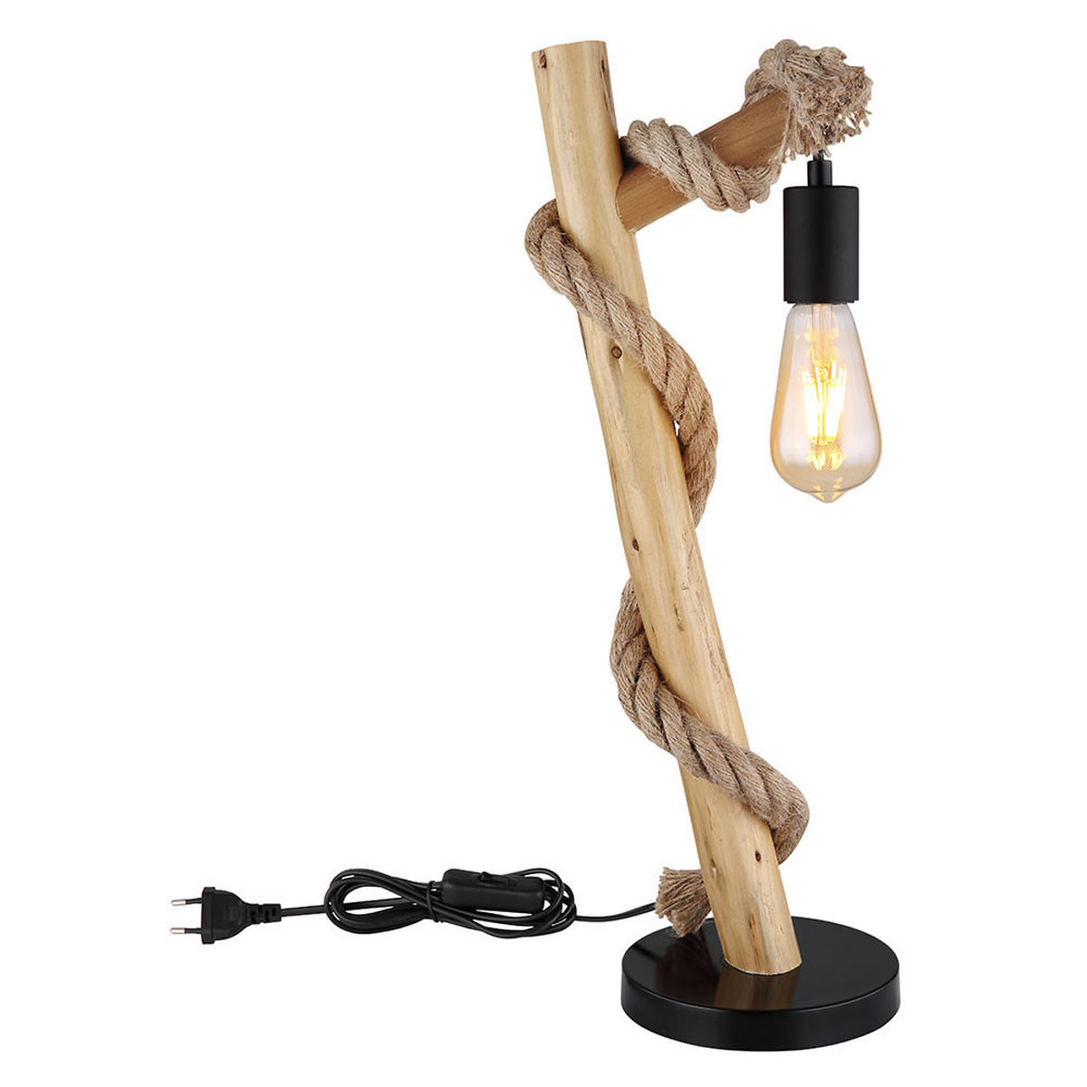 LED TISCHLEUCHTE Buche Braun - Braun, Holz (19/16.5/53.5cm) - Globo Lighting