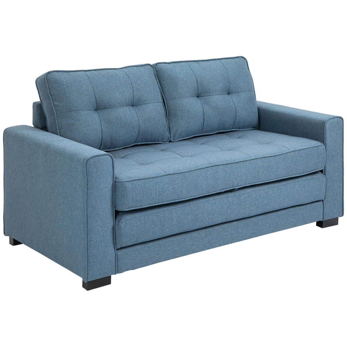 SCHLAFSOFA 2-Sitzer DE-14573 mit Knopfheftung & Klappfunktion Blau - Blau, Textil (147.5/85/75cm) - ComfortXL
