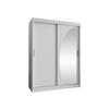 SCHWEBETÜRENSCHRANK Wika 150 cm - Silberfarben/Weiß, Holzwerkstoff/Kunststoff (150/200/62cm) - MIRJAN24