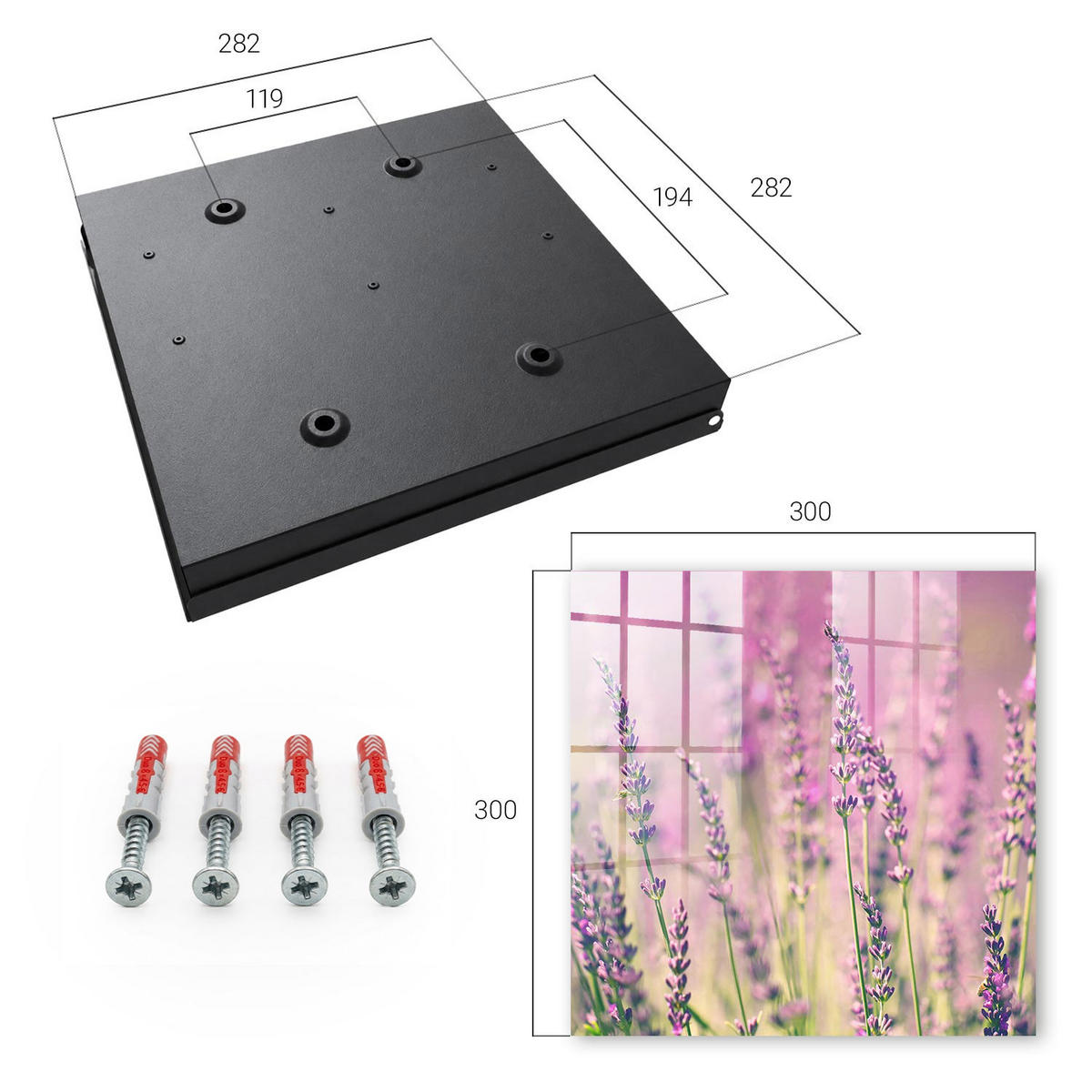 SCHLÜSSELBOX Schwarz 30x30 cm- Türöffnung nach rechts - Lila Garten - Lila, Metall (30/30/5cm) - TULUP