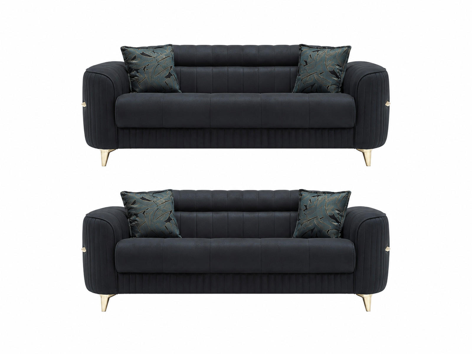 SITZGARNITUR Salta, Schwarz Stellvariante 2+2 - Schwarz, Holzwerkstoff/Kunststoff (160/87/90cm)