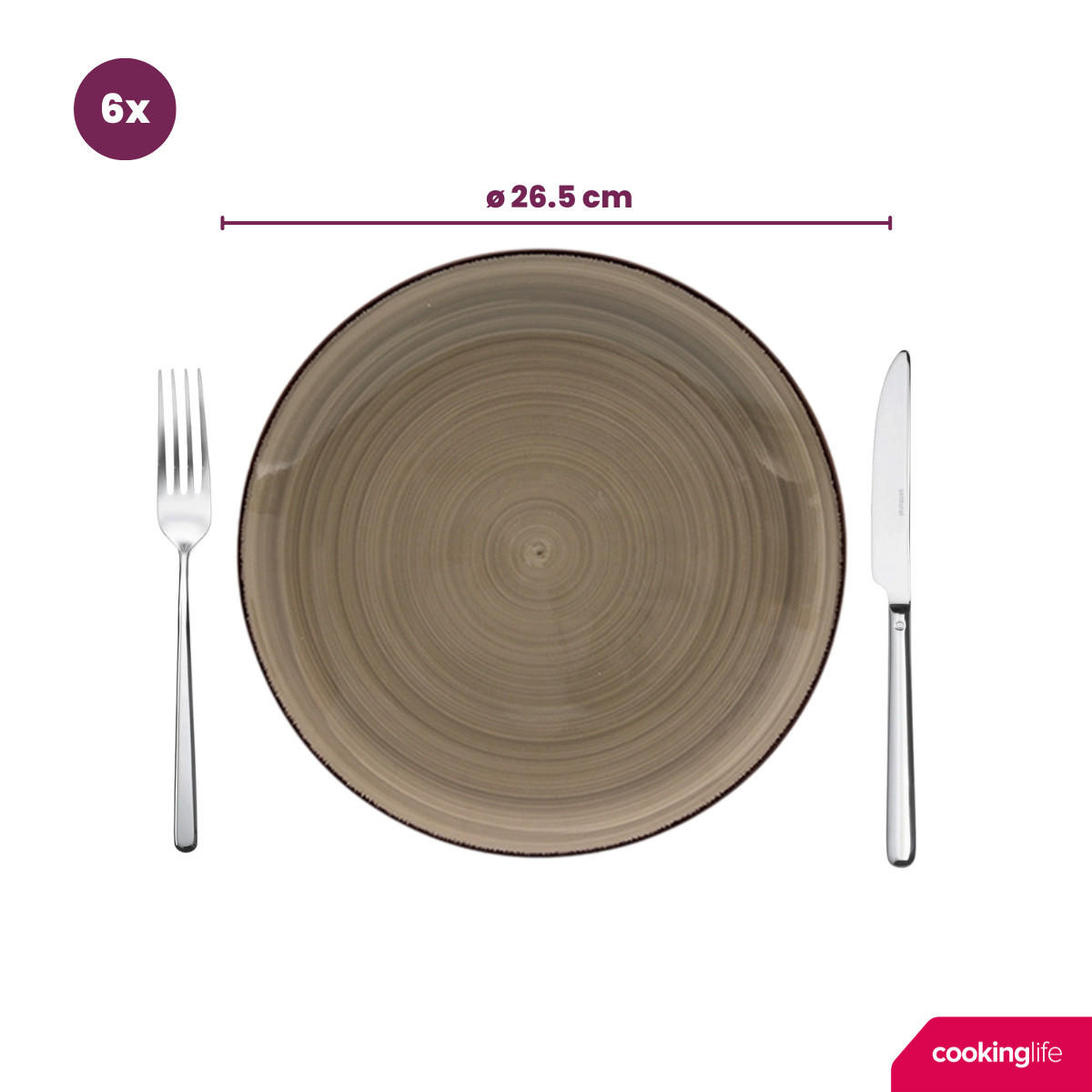 ESSTELLER Speiseteller Delice Grau ø 26,5 cm - 6 Stück - Grau, Keramik (26.5cm) - Cookinglife