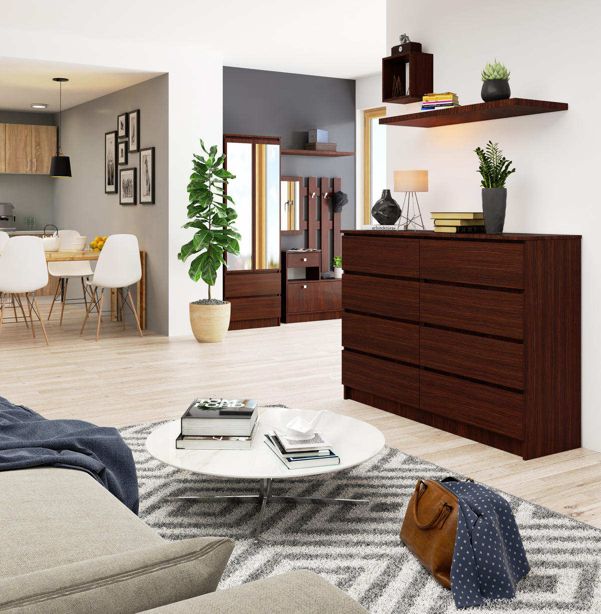 KOMMODE Wengefarben 138x40x99 cm - Wengefarben, Holzwerkstoff (138/99/40cm) - Akord