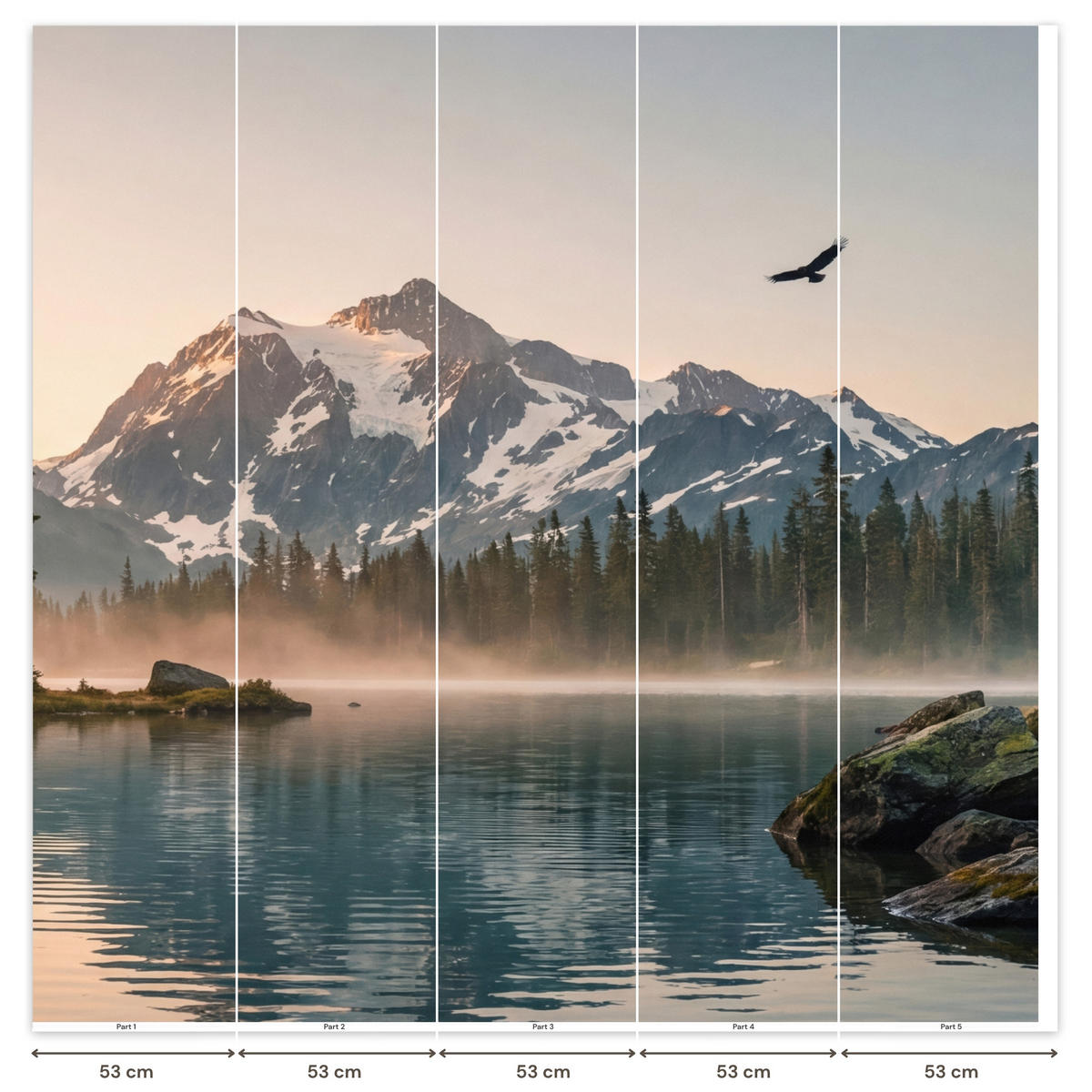 TAPETE - Berge - Wasser - Bäume - 260x280 cm - Multicolor, Papier (260/280cm) - OnlyWow