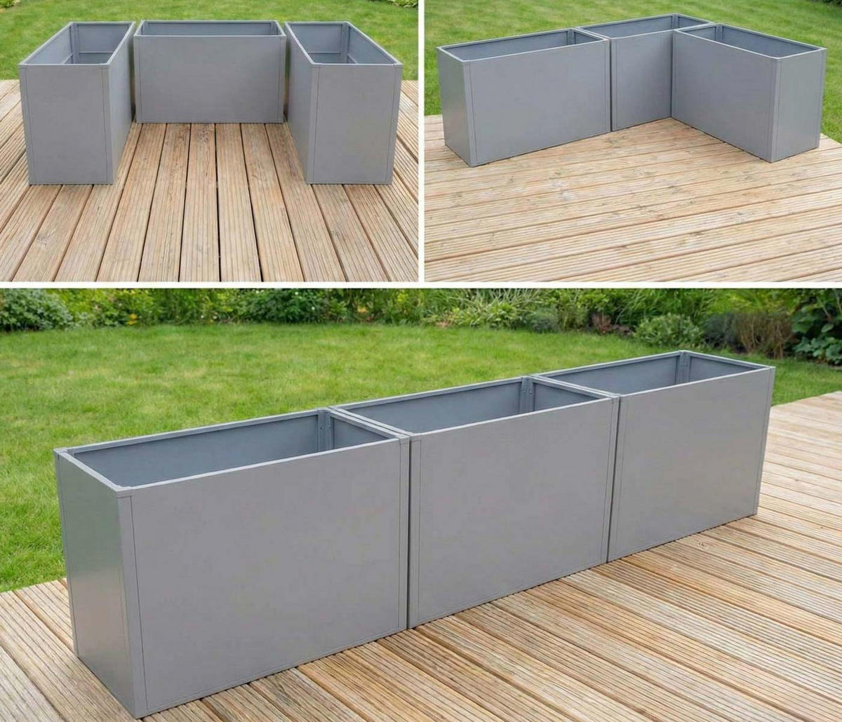 HOCHBEET 3er-Set 77x150x100cm Grau - Grau, Metall (150/77/100cm) - PROREGAL