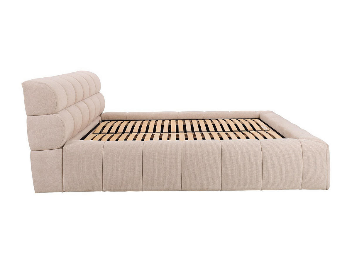 BETT mit Bettkasten - 2 Personen - stoff - beige Forvik - Beige, Textil (200/200cm) - Vente-Unique