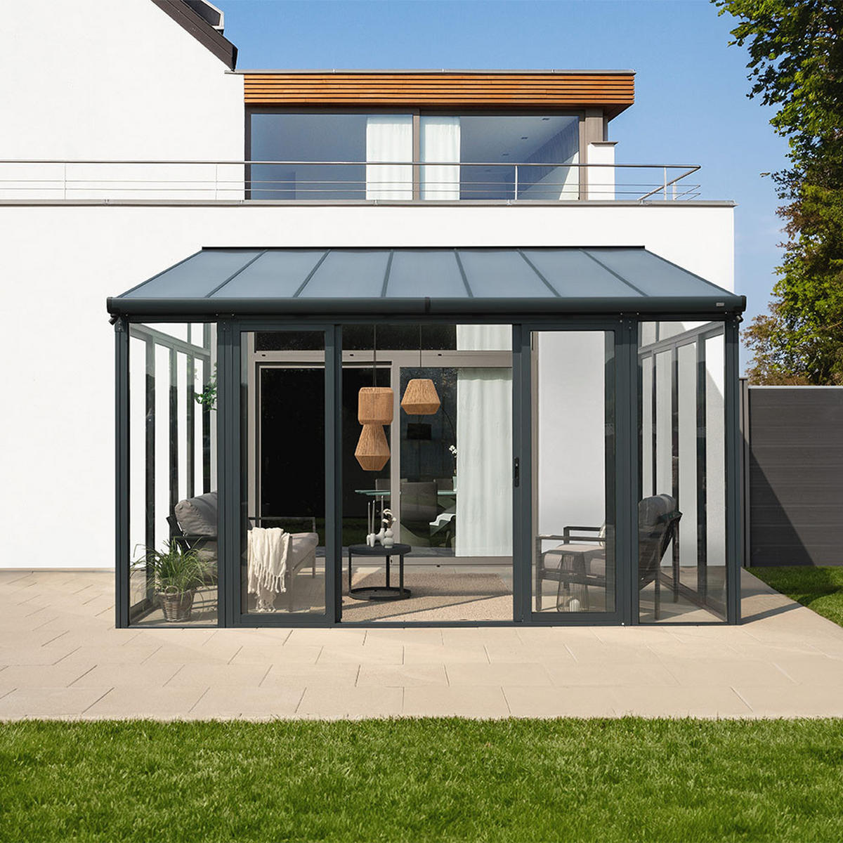 WINTERGARTEN AMARIS - Anthrazit, Metall (428/312/300cm) - Home Deluxe