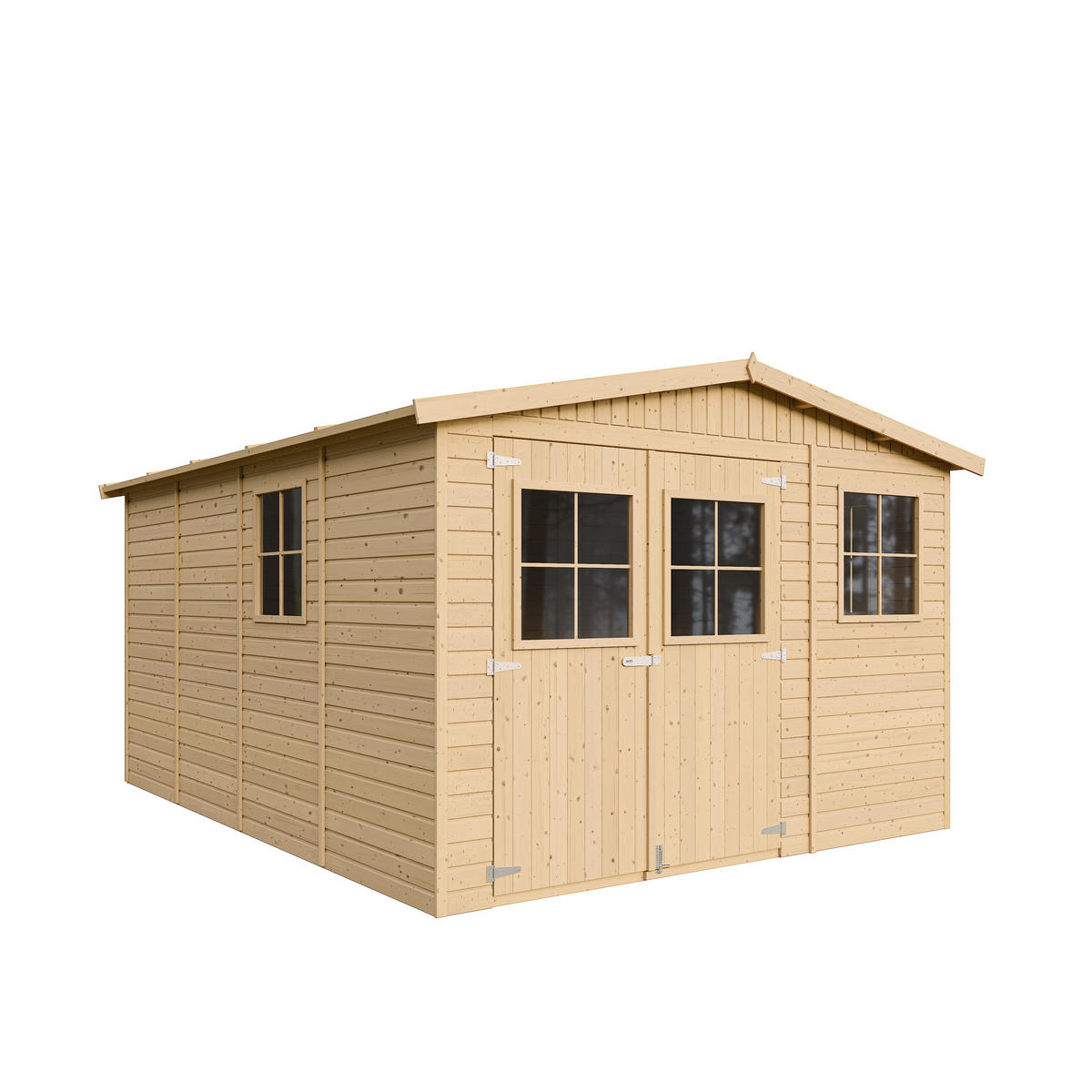 HOLZ-GARTHENHAUS MIT IMPRÄGNIERTEM BODEN - H226x418x320 cm/12 m² - M336+336G - Beige, Holz (324/232/395cm) - Timbela