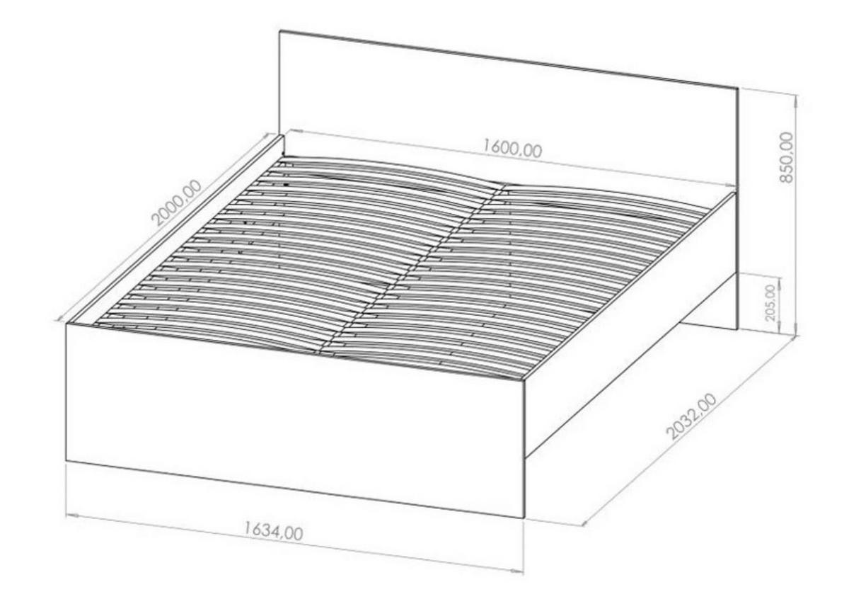 BETT 160x200 cm Eiche Artisan - mit Lattenrost - Modena - Eiche Artisan, Holz - Ravio