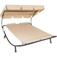 GARTENLIEGE Livorno,215 x 183 x 150 cm,schwarz/beige - Beige/Schwarz, Kunststoff (185/175/195cm) - tectake