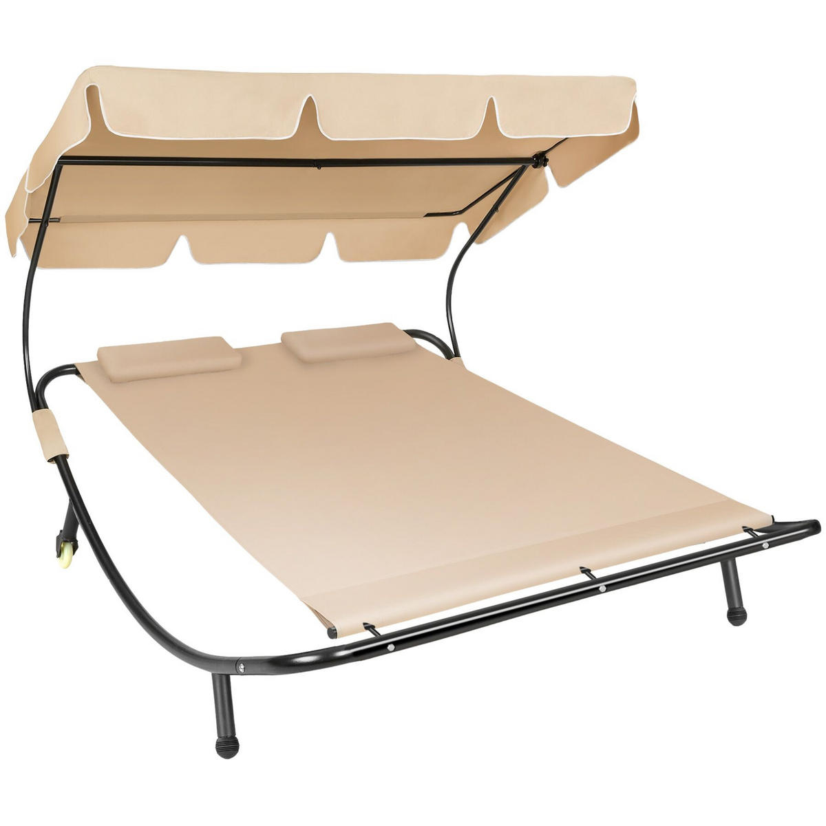 GARTENLIEGE Livorno,215 x 183 x 150 cm,schwarz/beige - Beige/Schwarz, Kunststoff (185/175/195cm) - tectake