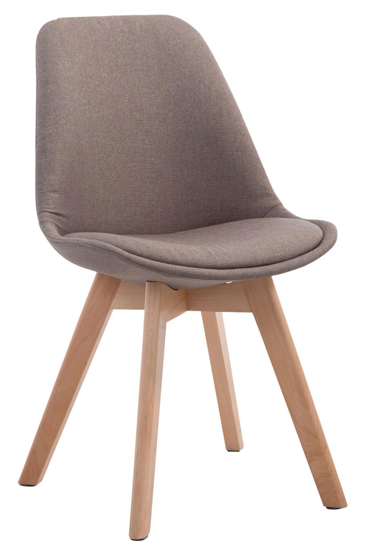 STUHL 4er Set Stoff taupe - Taupe/Eukalyptusholzfarben, Holz/Textil (48/84/55cm) - CLP