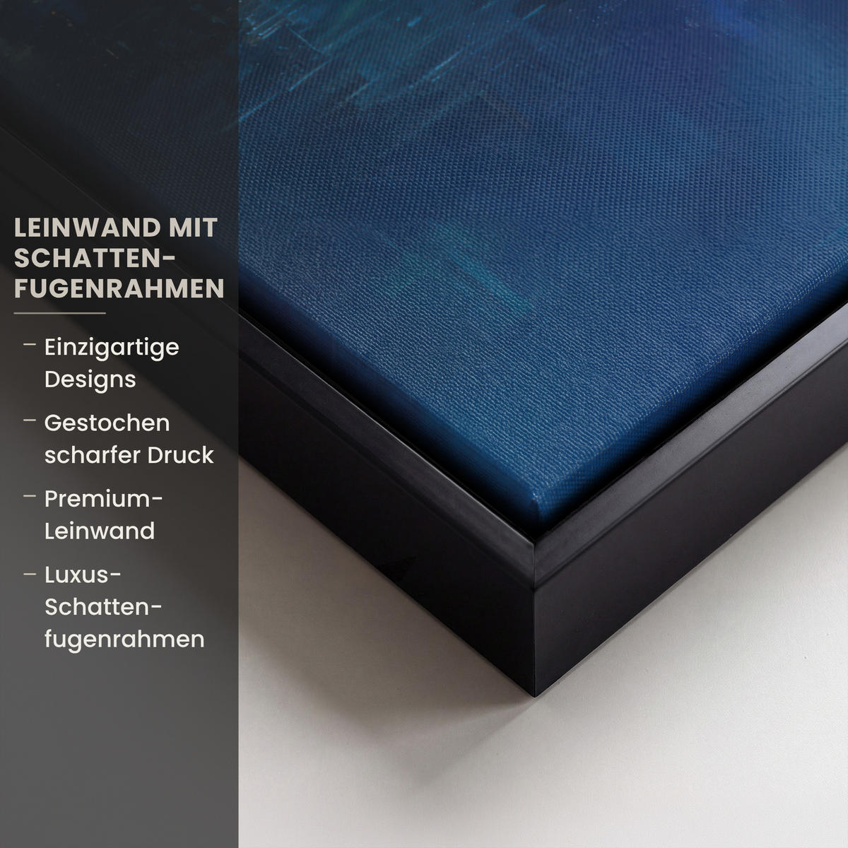 LEINWAND Bilder mit Rahmen - Skyline - Pinselstriche - Dunkelblau - Leuchtend - 50x70 - Blau, Textil (50/70cm) - MuchoWow