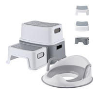 KINDERTOILETTENSITZ Grau Weiß 2-in-1-Set - Multicolor, Kunststoff (40/33/35cm) - Relaxdays