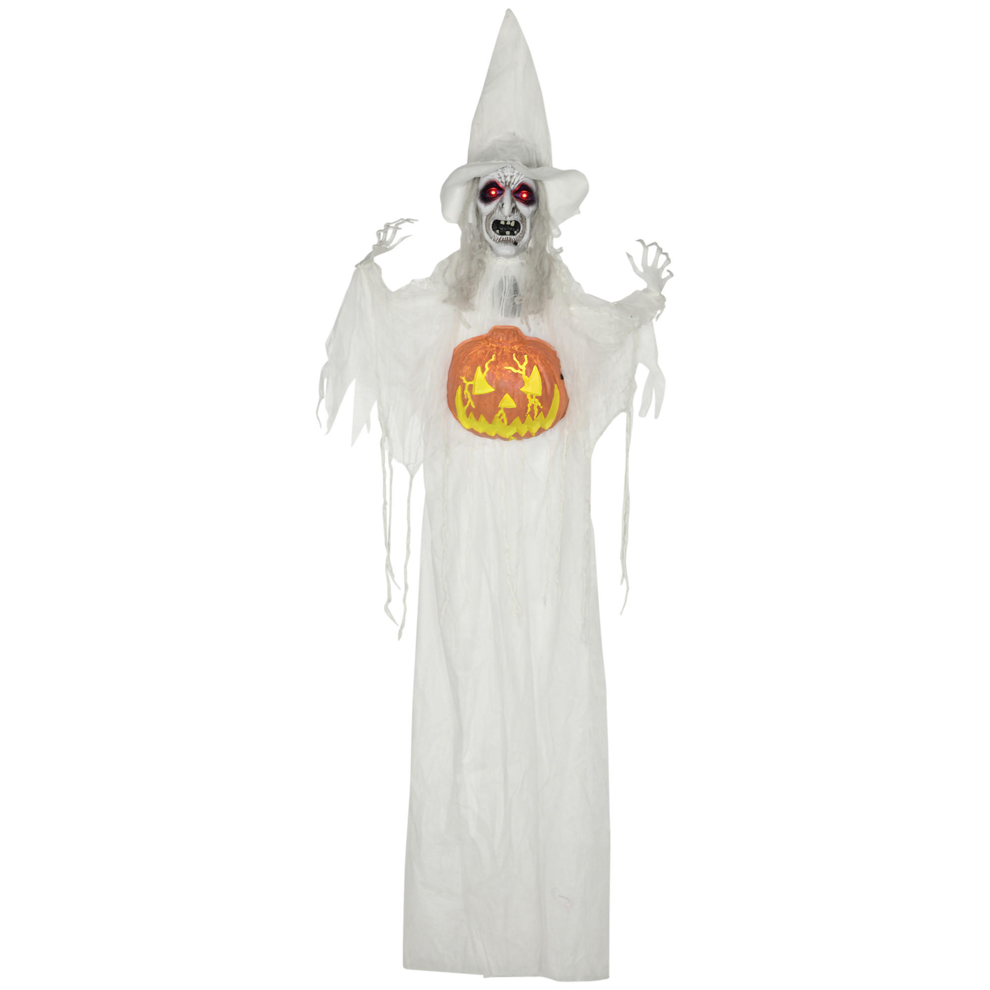 HOMCOM 183 cm halloweenská dekorace Halloweenský duch s LED světly, hororové zvuky