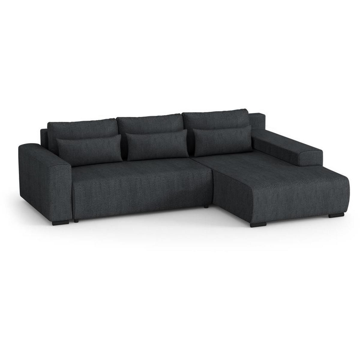 ECKSCHLAFSOFA Benny anthrazit rechts - Anthrazit/Schwarz, Kunststoff/Textil (271/185cm) - Beautysofa