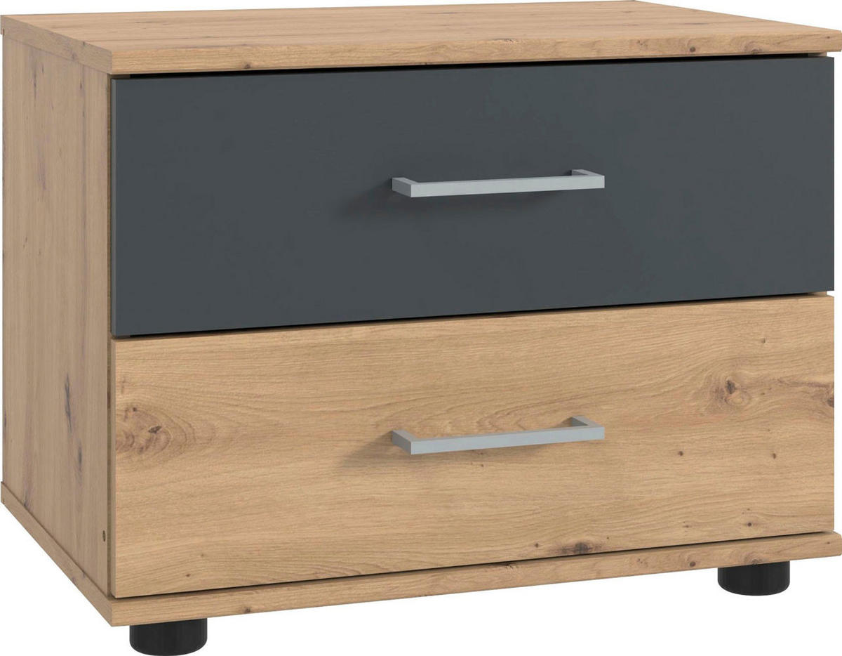 NACHTTISCH Taiga Eiche Artisan / graphit 52 / 38 / 40cm - Eichefarben, Holz/Holzwerkstoff (52/40/38cm) - Wimex