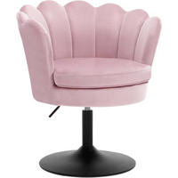 DREHSTUHL Blumenform, Samtbezug, Rosa - Schwarz/Rosa, Textil/Metall (65/71/61cm) - Woltu