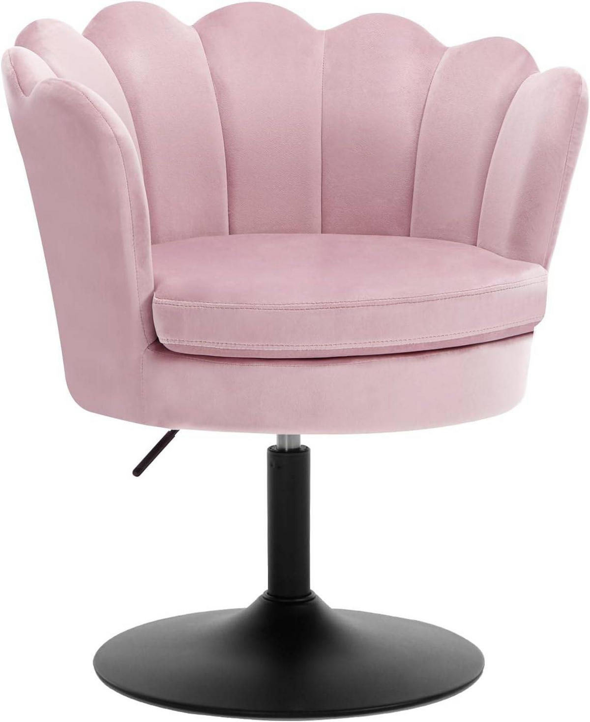 DREHSTUHL Blumenform, Samtbezug, Rosa - Schwarz/Rosa, Textil/Metall (65/71/61cm) - Woltu