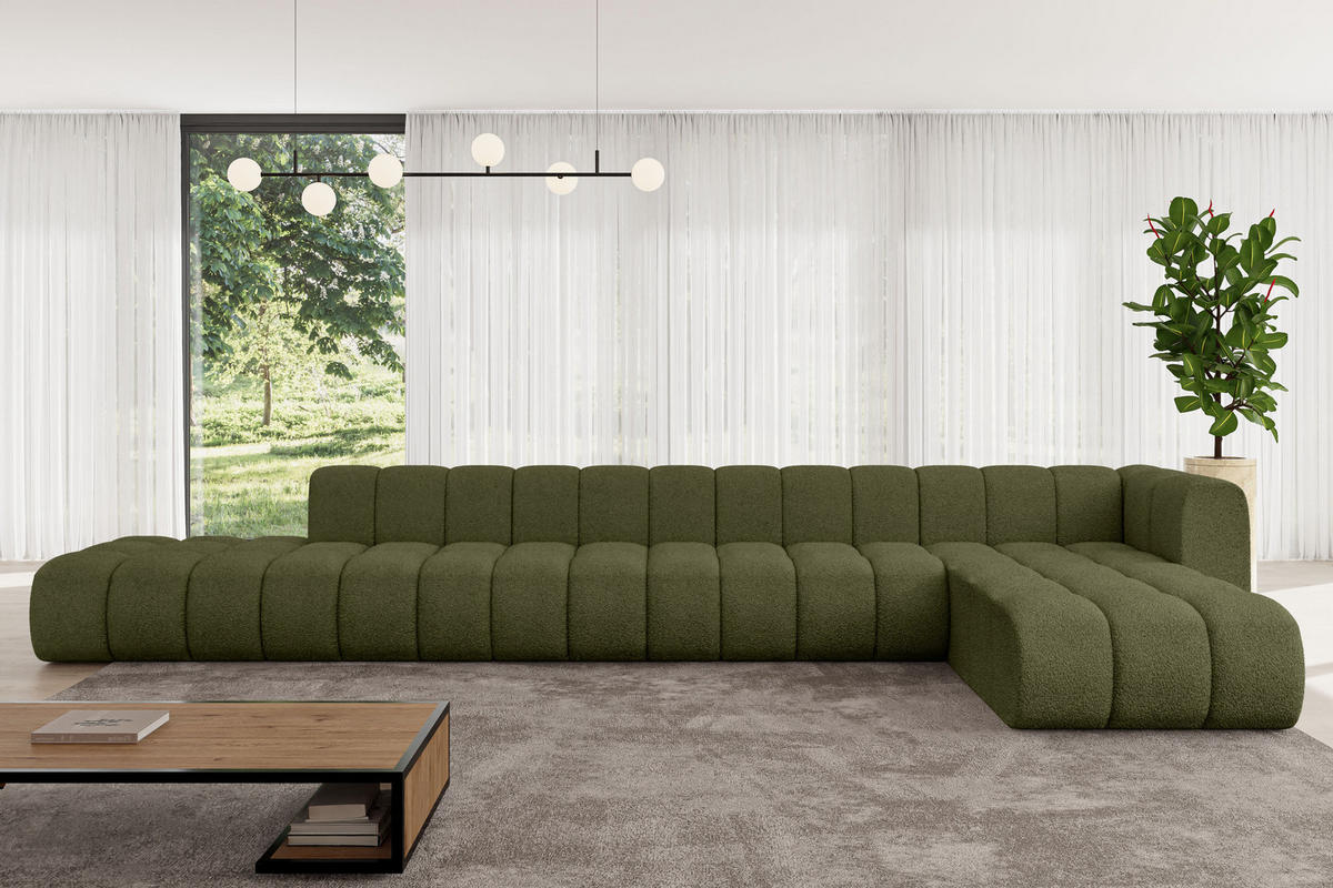 ECKSOFA modulares Sofa Zuvon-L3 - 478x177x70 cm Grün - Grün, Holzwerkstoff/Textil (478/177cm) - ALTDECOR