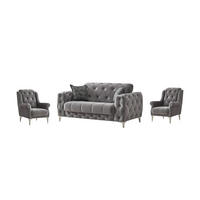 SITZGARNITUR Acelya, Grau Stellvariante 2+1+1 - Grau, Holzwerkstoff/Kunststoff (180/80/100cm)