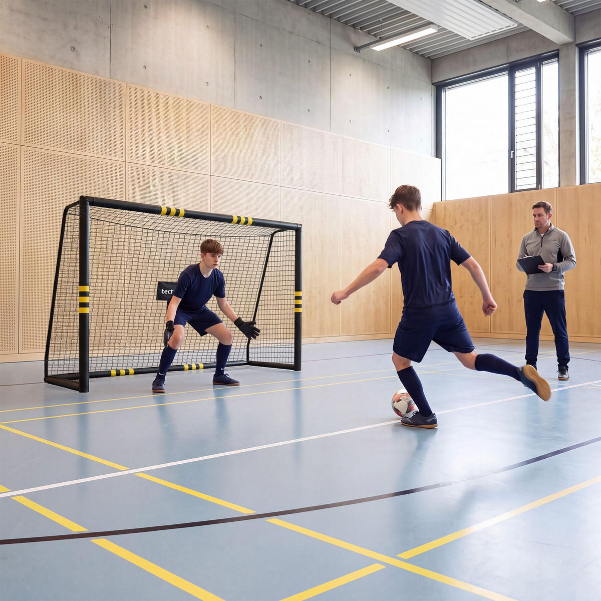 FUSSBALLTOR Harry, werkzeugloses Klicksystem , schwarz/gelb - Gelb/Schwarz, Kunststoff (244/86cm) - tectake