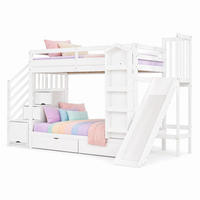 PATROVÁ POSTEL 90/200 cm v bílé barvě se skluzavkou a úložným prostorem - bílá, dřevo/kompozitní dřevo (90/200cm) - CHICFURN