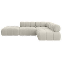 ECKSOFA modulares Sofa Favio-L1 - 285x190x70 cm Creme Cord - Hellgrau/Creme, Holzwerkstoff/Textil (285/190cm) - ALTDECOR