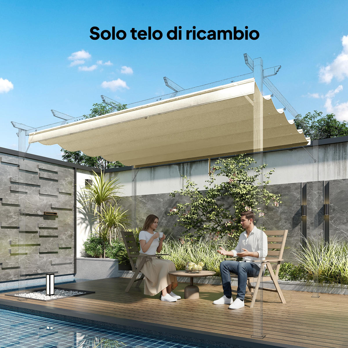 ERSATZDACH, für 3x4 m Pavillon/Pergola aus Polyester, creme - Multicolor, Kunststoff (350/6/260cm) - FORIOUS