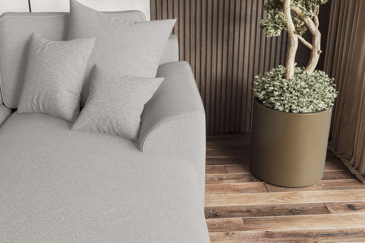 ECKSOFA GUSTO Strukturstoff Hellgrau Rechts inkl. Schlaffunktion - Chromfarben/Hellgrau, Kunststoff/Textil (295/194cm) - 99rooms