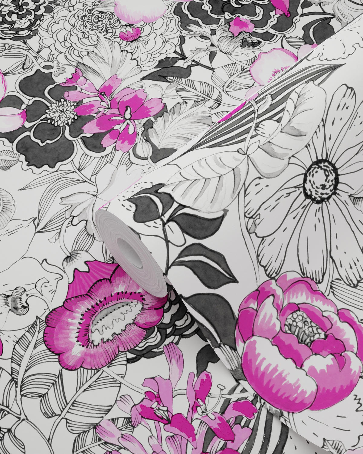 TAPETE Blumen 53 cm x 10.05 m - Pink, Papier (53/1000cm) - ESTAhome