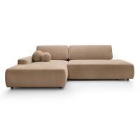 ECKSOFA 275 cm mit Schlaffunktion Orea O, Links, Braun - Braun, Holz (276/164cm) - Emporius