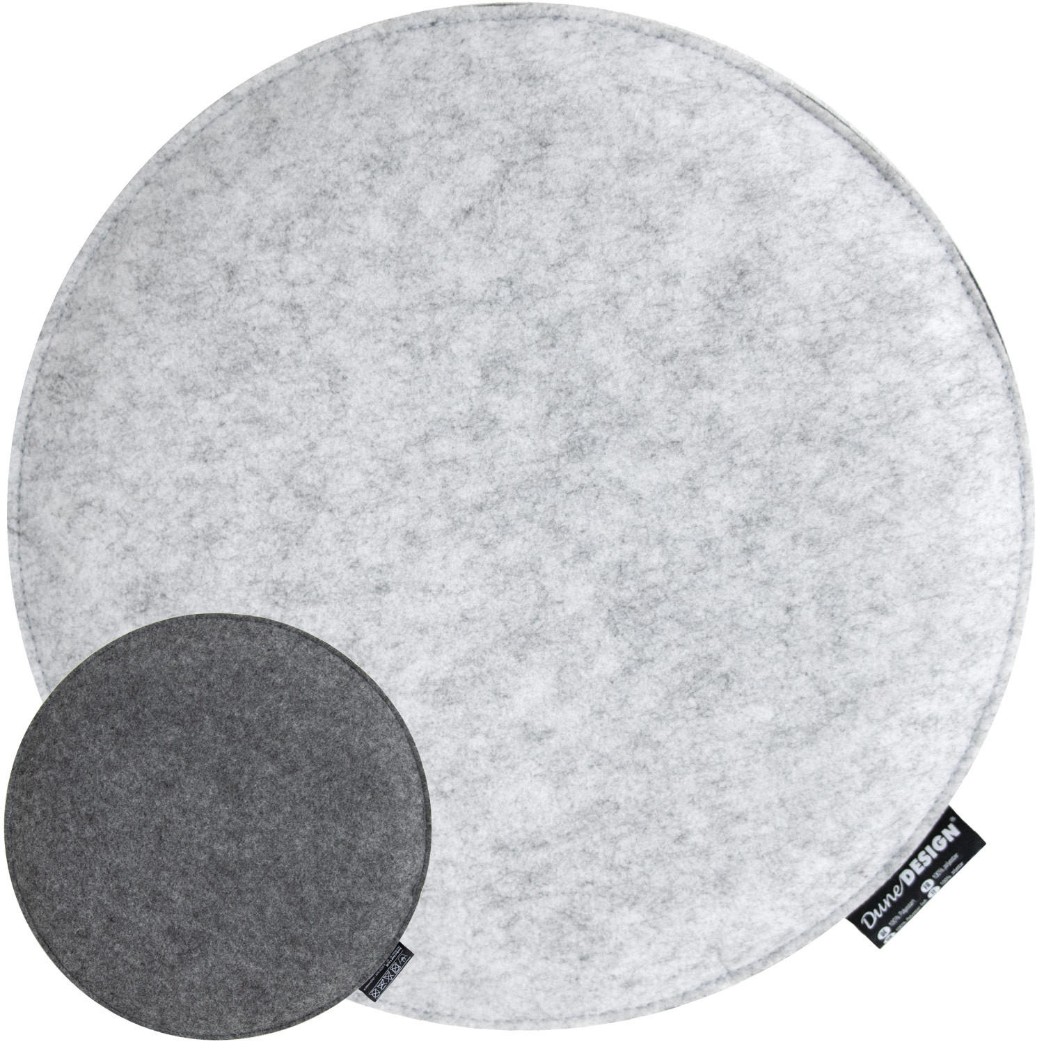 FILZ-SITZKISSEN zum Wenden, Ø 35/3 cm, Grau - Grau, Kunststoff (35cm) - Dunedesign