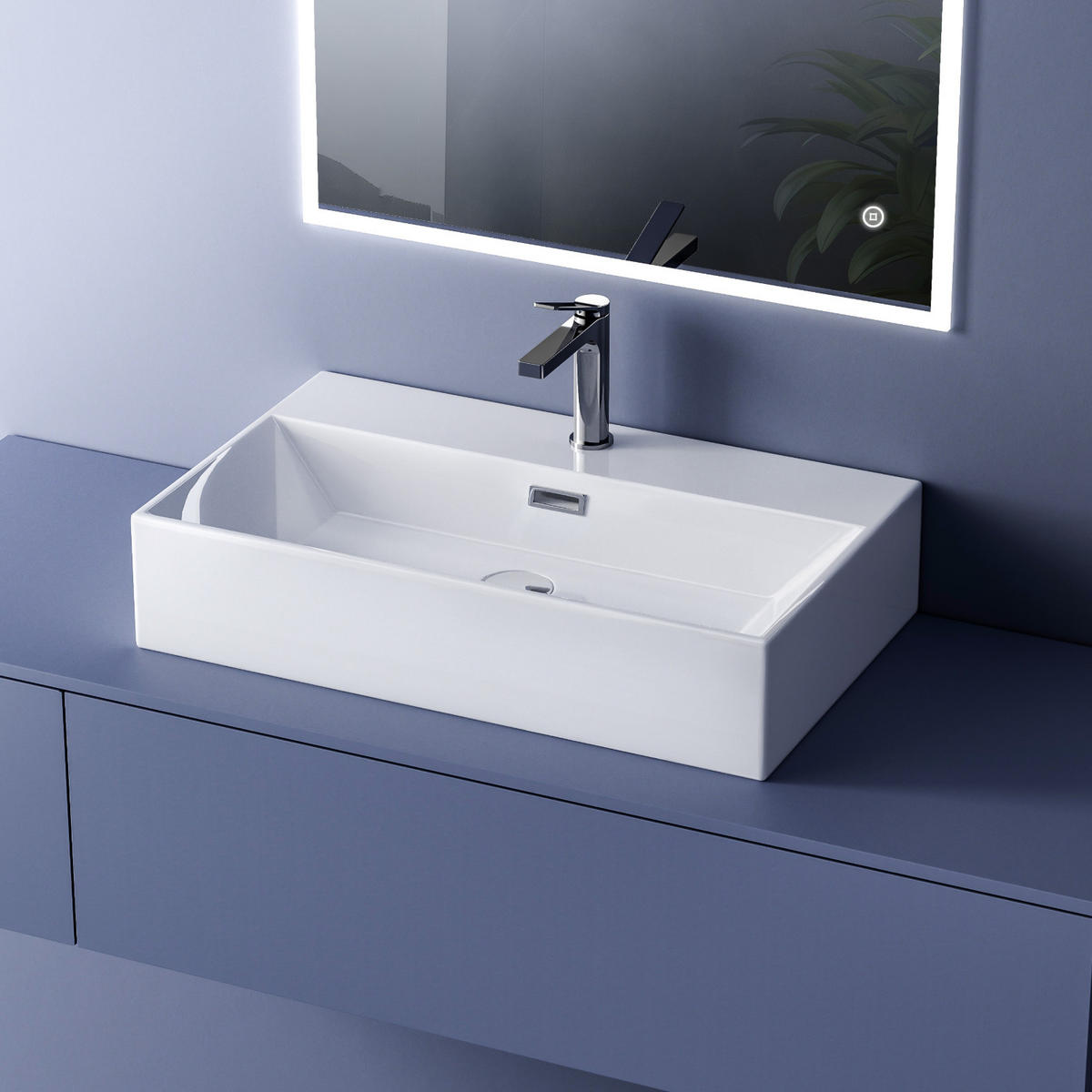 WASCHBECKEN mit Überlauf Weiß 51 / 36 / 13 cm - Weiß, Keramik (36/13/51cm) - EMKE