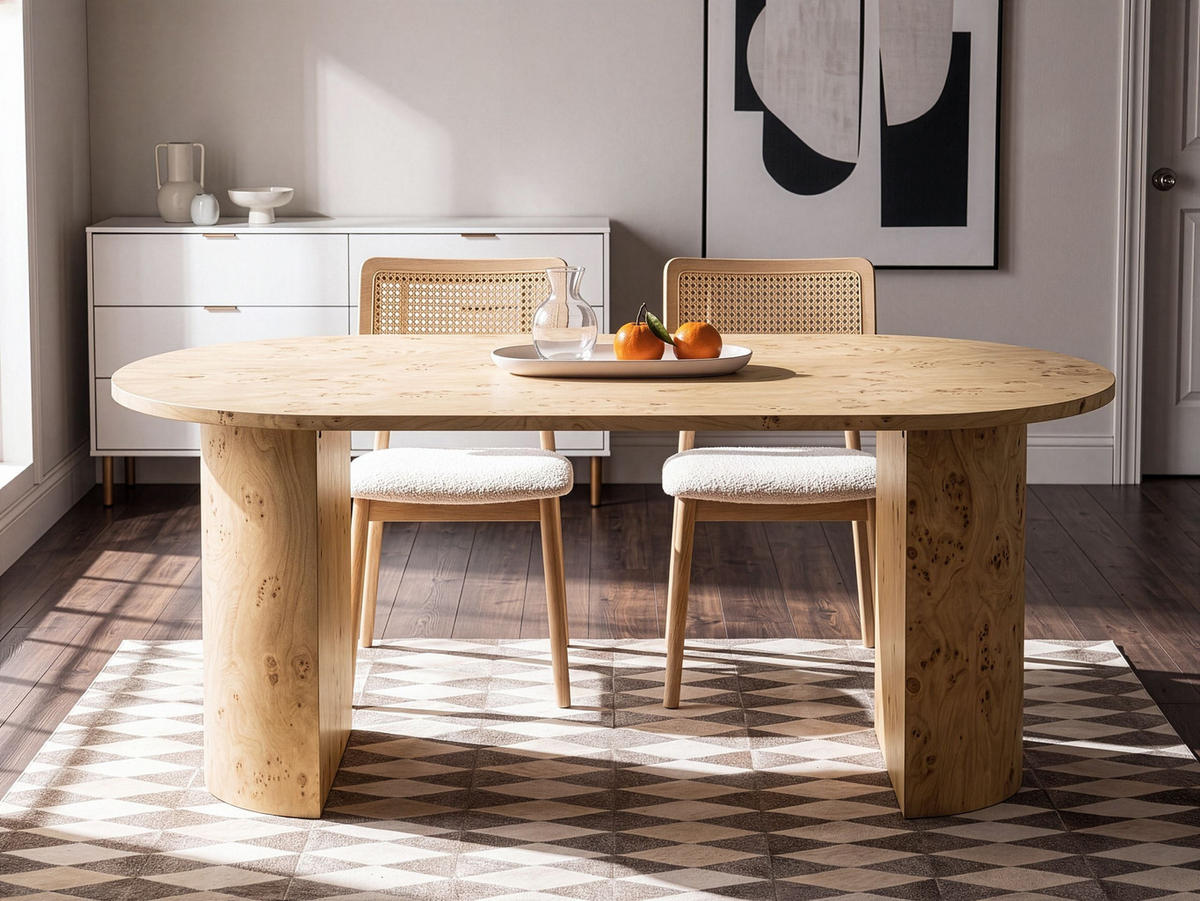 JÍDELNÍ STŮL Kořenové dřevo Look 180 cm 90 cm Asbury - hnědá, kompozitní dřevo (180/90/75cm) - Beliani