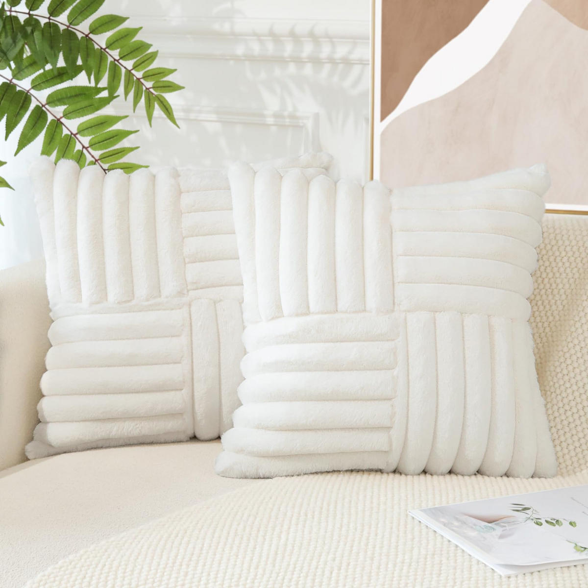 KISSENHÜLLE UNI Plüsch & Samt 45/45 cm - Weiß, Textil (45/45cm) - Kaket