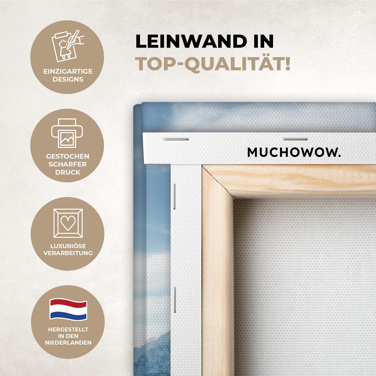 LEINWANDBILD Winter - Hütte - Berge - Aussicht - Schnee 20x30 cm - Eichefarben, Textil (20/30cm) - MuchoWow