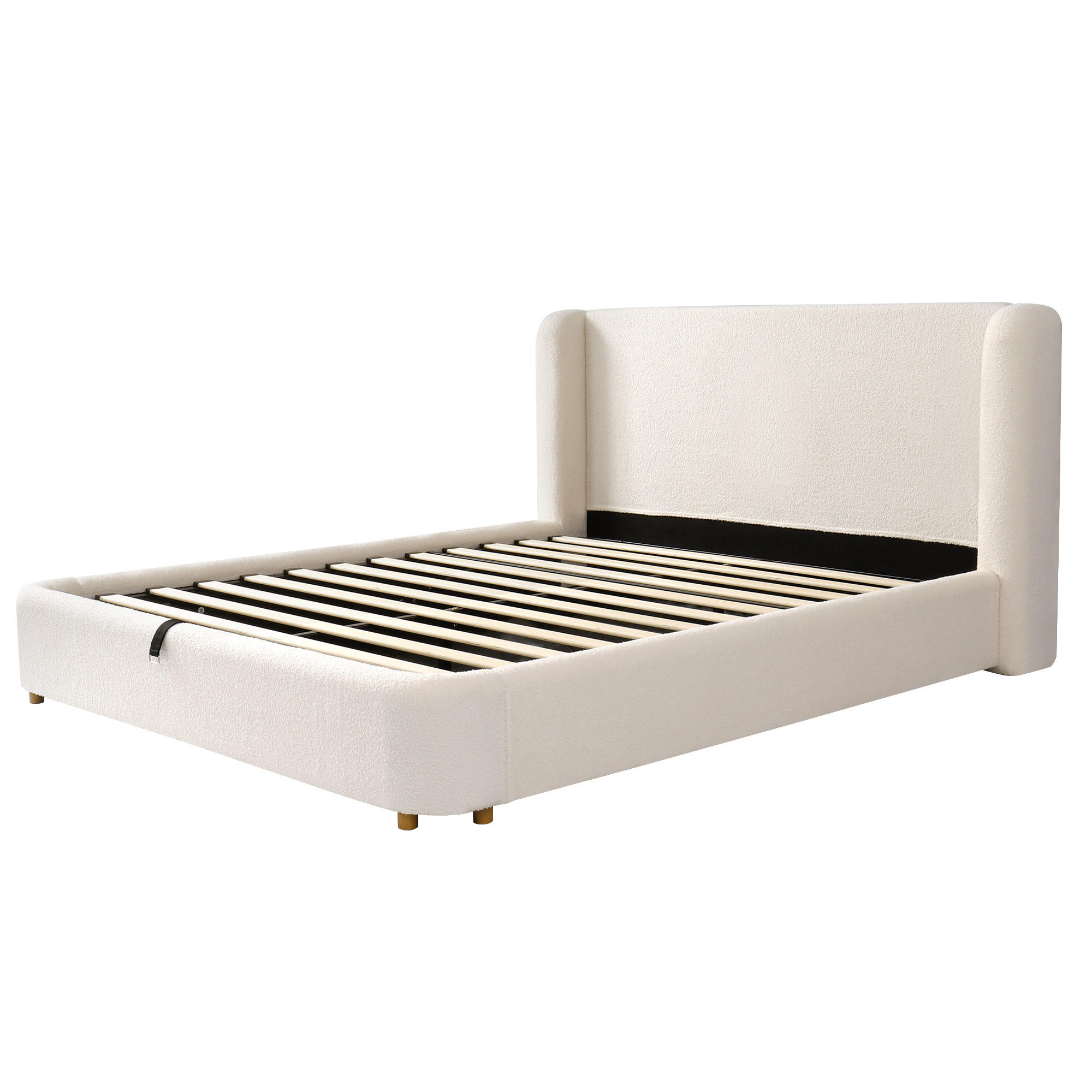 STAURRAUMBETT 180/200 cm DE-03041, mit Hydraulik und abgerundeten Ecken, in Beige - Beige, Metall (180/200cm) - ComfortXL